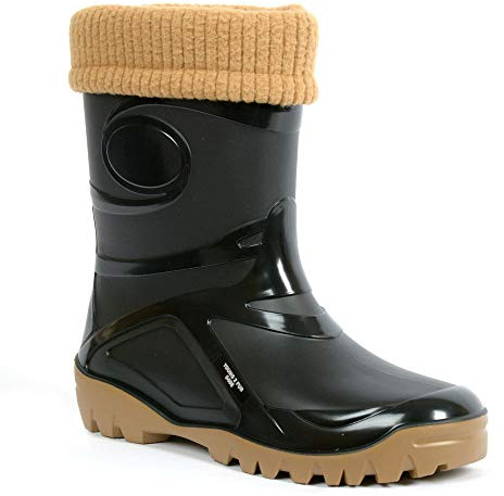 Demar. Gummistövlar fodrade med ull, Young FUR-2, svart beige, 40 EU
