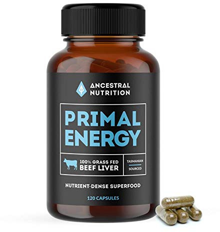 Beef Liver Capsules - 620mg, | 120 Pills - Grass Fed Beef Liver Supplements with Natural Iron, Vitamin B12 & Vitamin A - Heart Health and Immunity Primal Energy Capsules By Ancestral Nutrition