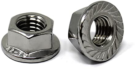 Flanschmutter mit Sperrverzahnung nach DIN 6923 / Edelstahl A2, V2A / Sechskantmutter mit Flansch und Sperrverzahnung, Bundmutter (100 Stück, M8)