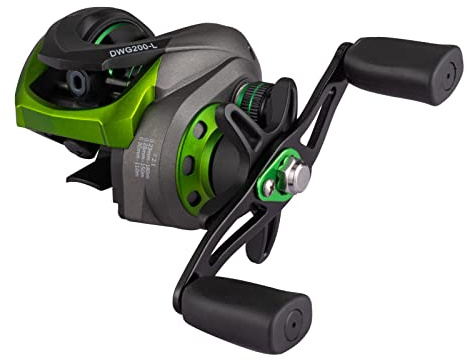 Diwa Baitcasting rulle – ny strömlinjeformad och kinetisk design Baitcaster fiskerulle – 209 ml dubbelskärmad 10 + 1 BB – 8 magnetbromssystem – 7,2:1 växelförhållande sötvatten saltvatten fiskerullar