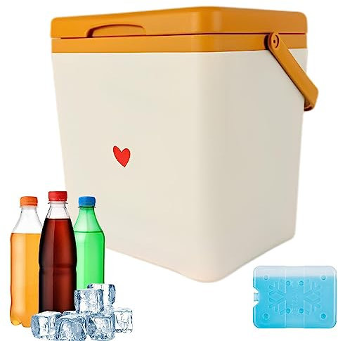 Campingkühlschrank, 7 Liter Trinkbarer Autokühlschrank, isolierter Wohnmobil-Kühlschrank und Gefrierschrank mit Griff, kleiner leichter Eisziegel-Kühlschrank, Camping-Kühlschrank