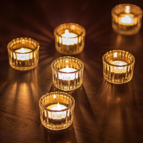 Romadedi Teelichthalter Kerzenständer Metall Gold - Oval Kerzenhalter für Teelichter Kerzen Stumpenkerze 2er Set, Tischdeko Windlicht Glas Innen Außen Modern Deko Hochzeit Wohnzimmer Weihnachten…