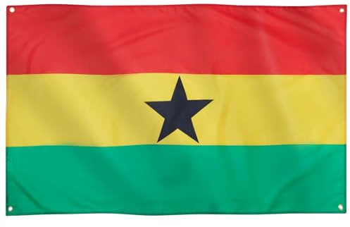 Runesol Bandera Ghana 3x5, 91x152cm, 4 Ojales, Ojales De Latón En Cada Esquina, Banderas Ghanes, Banderas Premium, Interior, Exterior