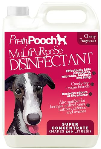 Pretty Pooch Multipurpose Disinfectant - Cleaner, Sanitiser, Deodoriser - Concentrated Formula - For Use in Kennels, Catteries, Hatches - Cruelty Free Formula - 1 x 5L (Cherry)