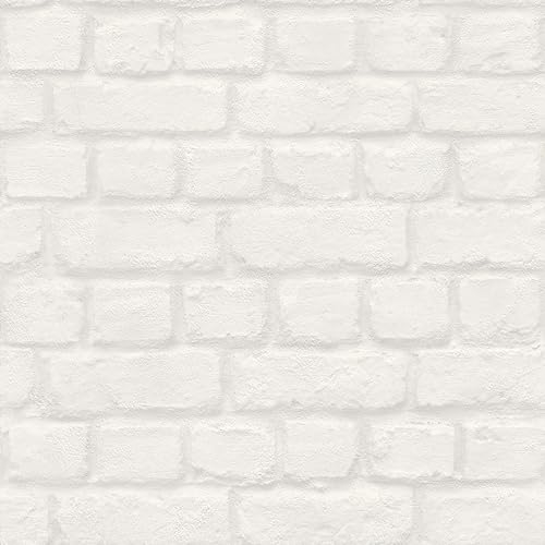 Rasch Papel pintado 201710 en blanco con aspecto de piedra, 10,05 m x 0,53 m (largo x ancho)