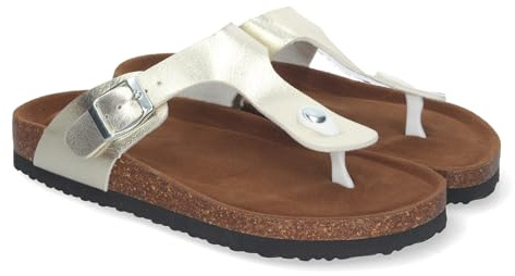 shoes&blues.es Sandales plates pour femme, avec plante bio, confortable, style esclave et fermeture à boucle., or, 40 EU