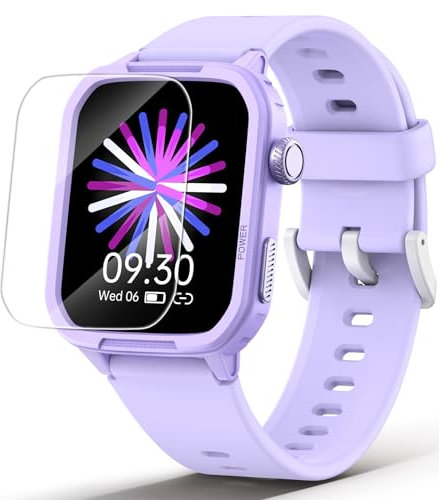 JOYELE Smart Watch for Kids, Tempered Glass Fitness Sport Watch Boy Girls Teens with 19 Sport Modes, Pedometer, Sleep Monitor, Kids Watch Birthday Gifts Toy Gift for Girls Boys 6-16 (Purple)