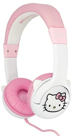 OTL Technologies HK1374 Hello Kitty Wired Headphones with 3D Moulded Ears - Pink and White
