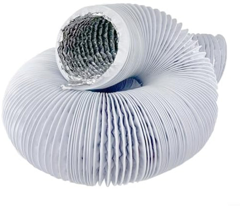 HOHOVYVY Tuyau d'évacuation d'air 110 mm, tuyau de ventilation, 110 mm, tuyau flexible en PVC, aluminium, 6 m, tuyau de climatisation (110 mm, blanc)