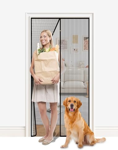 BHCORNER Magnetic Screen Door, Magnetic Closure, Retractable for Single Doorway,Screen Size 38x 83 Inch, Fit Door Size 36x 82 Inch, Pet and Kid Friendly,Keeps Bugs Out Let Breeze in