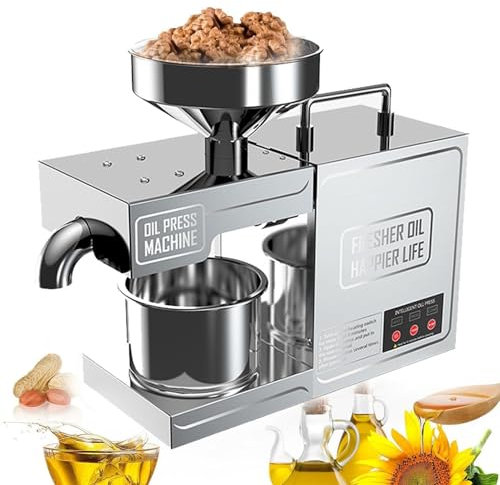 Stainless Steel Oil Press Machine for Home and Commercial Use, Low-Noise Design for Extracting Peanut, Sesame, and Walnut Oils