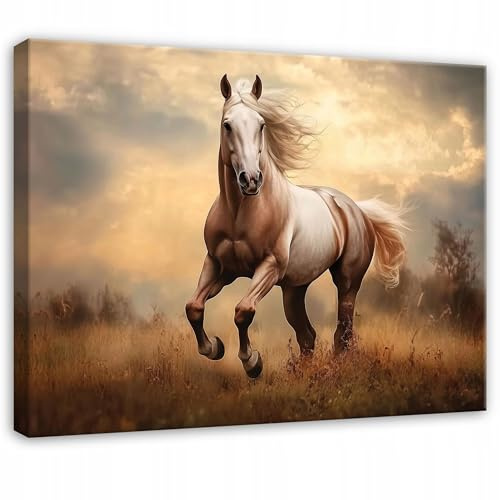 WallArena - Stampa su tela - Cavallo - 60x40 cm - Arte quadri su tela - Arte murale XXL di grande formato per soggiorno, camera da letto, salotto - Stampa d'arte moderna - Animali del paesaggio