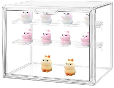 MADEHAY Caja de Exhibición de Acrílico Transparente, Vitrinas para Colecciones，Plexiglass Vitrina Expositora, 3 Pisos Vitrina de Muñecas con Puerta para Figuras Coleccionabl (1, 30x18x24cm)