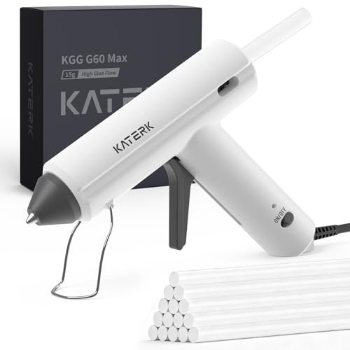 Katerk Pistola Silicona Caliente 60W, Pistola Pegamento Profesional con 15x11mm Barra de Pegamento, 60S Calentamiento, Ideal para Manualidades Pequeñas y Reparaciones Rápidas en el Hogar