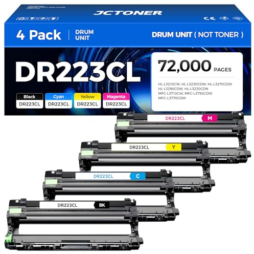 DR223CL DR-223CL High Yield Drum Unit Set 4-Pack Replacement Compatible for Brother DR-223CL Imaging Drum HL-L3270CDW HL-L3210CW MFC-L3770CDW HL-L3290CDW MFC-L3750CDW L3710CW L3230CDW L3230CDN Printer