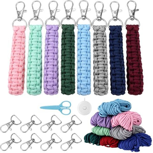 QWORK® Makramee Schlüsselanhänger Making Kit, Makramee Garn 3mm, für Anfänger