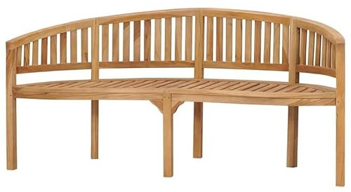Elegans, bananbänk 180 cm av finslipad teak lövträ med vattenbaserad finish – hållbara trädgårdsmöbler för terrass och trädgård