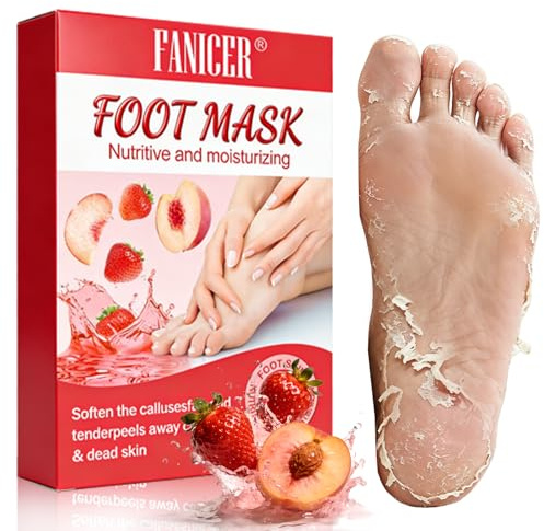 2 Paia Maschera Piedi Esfoliante, Maschera Peeling Piedi, Foot Peel Mask, Calzini Pedicure Peel Off, Rimozione Della Pelle Morta e Calli, Cura e Scrub Piedis, Effetto Idratante(Fragola Pesca)