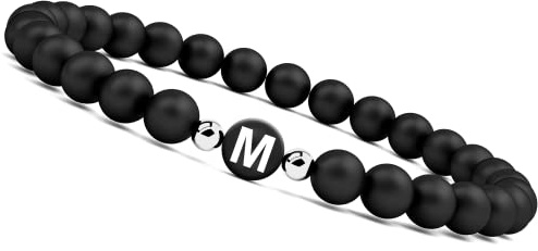 Armband mit Buchstaben M I Pärchen Partnerarmband mit Perlen (Buchstabe M)