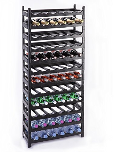 Wedestock Etagère à Bouteille, casier à Bouteille modulable Plastique 72 Bouteilles Noir