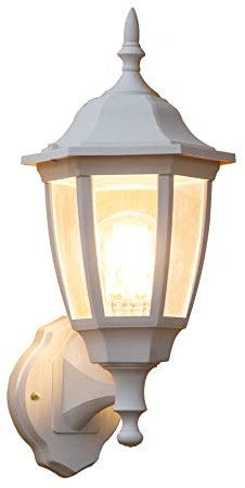 FUDESY Outdoor Wall Lantern, Exterior Waterproof Wall Sconce Light Fixture, White Front Porch Light Wall Mount for Garage, Patio, Yard, FDS2542EW (Bulb Included)