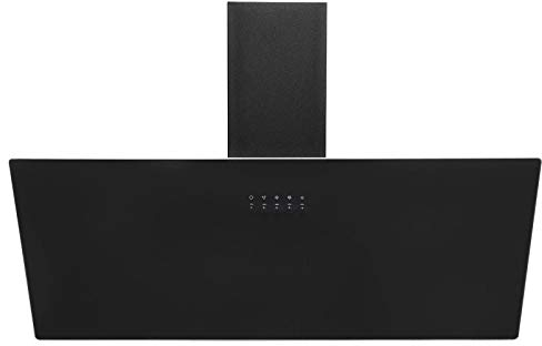 SIA AH90BL 90cm Black Angled Glass Chimney Cooker Hood Kitchen Extractor Fan