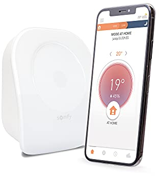 Somfy 1870774 - Thermostat mit Kabel V2, für Gaskessel, Heizöl, Holz, Wärmepumpen, Pelletöfen, einfache Installation, kompatibel mit Amazon Alexa, Google Assistant & Tahoma
