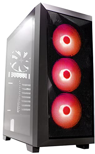 Xilence Xilent Breeze X712.RGB Gaming PC Gehäuse, 3X 120mm ARGB Lüfter, 1x 120mm PWM Lüfter, ATX Midi Tower, schwarz