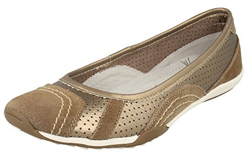 Ladies Down to Earth Flat Ballerina Shoes - Bronze Leather - UK Size 7 - EU Size 40 - US Size 9