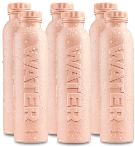 Bottle Up Reusable BPA Free Water Bottle 500ml (6 Pack) — Prefilled With Pure Still Water | Plant Based & Eco Friendly Sports Bottle Made From Cane Sugar (Champagne Pink)