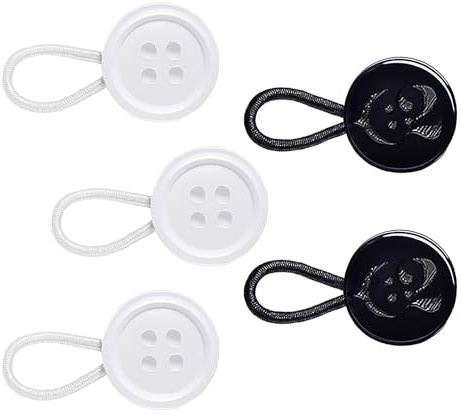 C2 5Pcs Shirt Button Extenders - White & Black - S/M/L - 16L