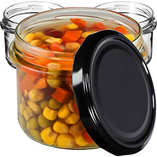 KADAX fi82 - Lot de 20 bocaux à confiture avec couvercle à visser - 235 ml - Petits bocaux à confiture avec couvercle - Idéaux comme cadeau - Noir