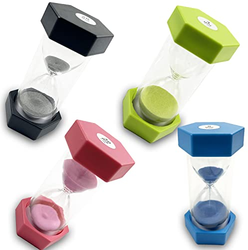 Sanduhr für Kinder, Sanduhr Glas Timer, Buntes Sanduhren Set, Sanduhr, Küchentimer, Dekoration Zeitmesser Timer, 3/5/20/30 Minuten, 4 Stück
