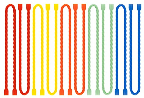 Gesipor 10 PCS 12-Inch Silicone Cable Ties - Reusable Twist Ties Bendable Steel-Core Rubber Cable Ties for Bundling and Holding, All Purpose Cord Tie for Indoor and Outdoor (5 Colors)