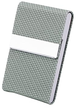 LJFEA Porte-Cartes de Visite, boîtier en métal PU, Garde Les Cartes de Visite intactes, Mince et Portable, Tient dans la Poche, Convient aux Affaires, aux Voyages, à Un Usage Quotidien (Vert)
