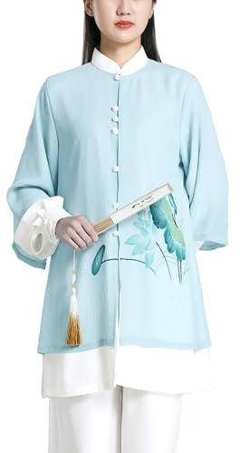 Damen Tai Chi Uniform - Chinesische Traditionelle Kampfkünste Anzüge Langarm Morgen Übungen Kung Fu Kleidung Blue-XL