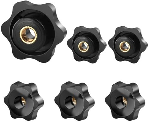 BOUMVID 6 Tornillos de Estrella M5, Tornillos de Mariposa de 32mm de Diámetro Exterior, Tuercas de Mariposa, Rosca Tornillo de Mariposa Negros, Tuercas de Perilla Palomilla de Sujeción Estrella