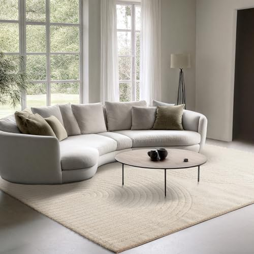 the carpet Elisa moderner Wohnzimmer Teppich, geometrisches Design, hohe Flordichte und angenehm weich, Creme, 80 x 150 cm