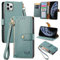 VEEMOS Zipper Wallet Case for Apple iPhone 11 Pro Phone Case with Purse Card Holders RFID Blocking Leather Flip Case Book Cover Wrist Strap Women - Green