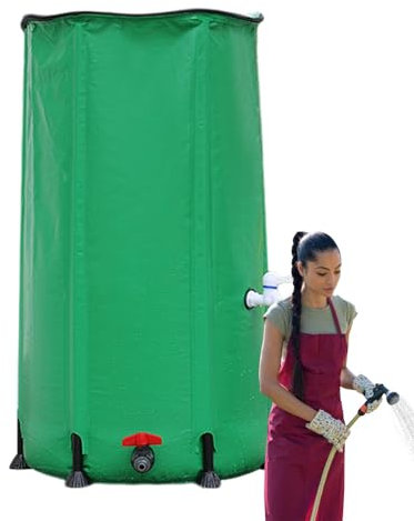 Rain Barrel – Barile di raccolta della pioggia, barile pieghevole da giardino | Raccolta acqua piovana in PVC per acqua piovana con beccuccio contenitore in rete