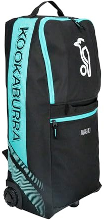 Kookaburra wd6000 Wheelie Duffle Cricket-Tasche, Schwarz/Blaugrün, S, 700 mm x 280 mm x 240 mm