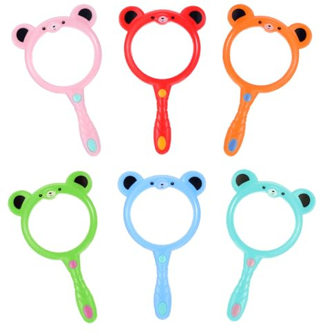 Larrel Lot de 6 loupes pour enfants - 13 x 8 cm - En plastique coloré - Mini loupes portables - Avec grossissement x 5 - Pour observation d'insectes et éducation des enfants - Pour anniversaire