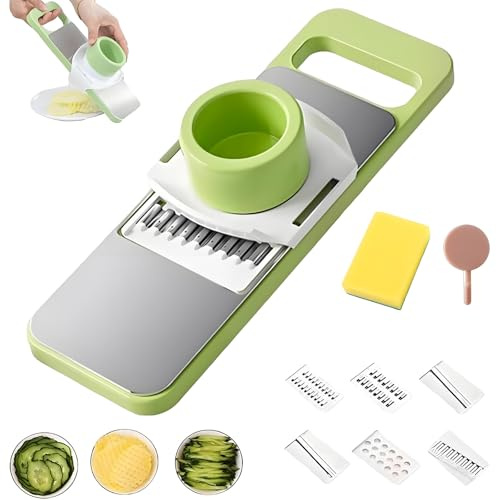 Rebanadora Martivex, Ralladora Juliana de Verduras 6 en 1, Cortadora de Alimentos Martivex, Herramienta de Cocina Multiusos, Ralla y Corta en Cubos, Cuchillas de Acero Inoxidable (1PC)
