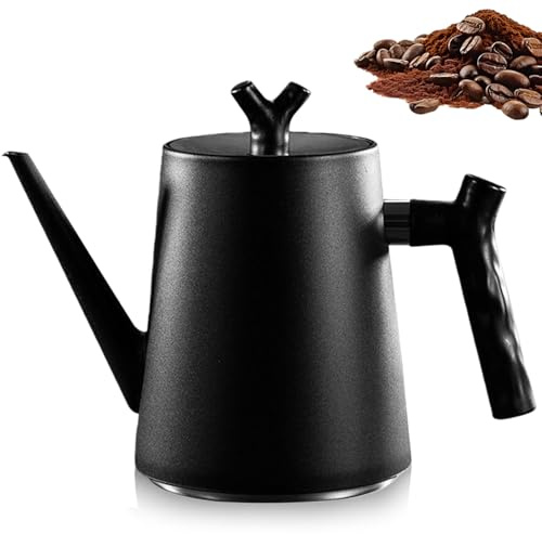 Théière en acier inoxydable avec infuseur, 1,5 l, avec poignée résistante à la chaleur, pour thé, café, tous types de feux, maison et bureau (noir)