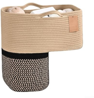 Panier d'escalier en lin avec poignées pour un rangement efficace sur la moquette – Organisez les jouets, les livres, les téléphones et plus avec style (B)