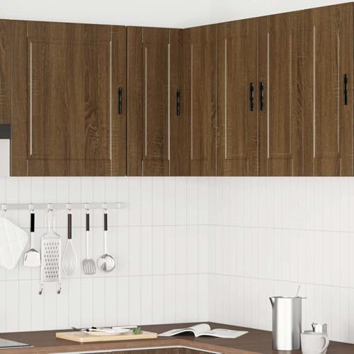 ATOMSTACK MAKER Armario de esquina colgante Porto para cocina, 57 x 57 x 60 cm, aspecto de roble marrón, material de madera, carga de 70 kg, montado en la pared, gran espacio de almacenamiento, ideal