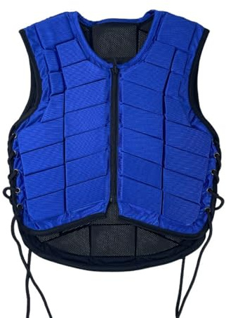 Generic Gilet Equestre Adulto Bambino Imbottitura Segmentata Materiale Traspirante con Chiusura Zip Adatto per Cavallerizzi di Ogni Livello Adatto per Lezioni Equitazione Attività Nella, Blu, S