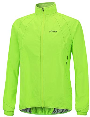 Airtracks Herren Regenjacke Fahrradjacke Laufjacke wasserdichte Jacke Radlerjacke Radjacke Wasserdicht Winddicht Windstopper Atmungsaktiv Reflektierend - neon - L