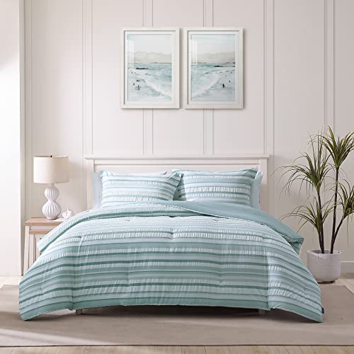 Tommy Bahama - Queen Comforter Set, Cotton Reversible Bedding with Matching Shams, Bedding Set for All Seasons (Clearwater Cay Blue, Queen)