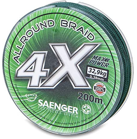 4 X Allround Braid 200m Ø 0,38mm / 32,9kg Deep Green geflochtene Schnur von Sänger